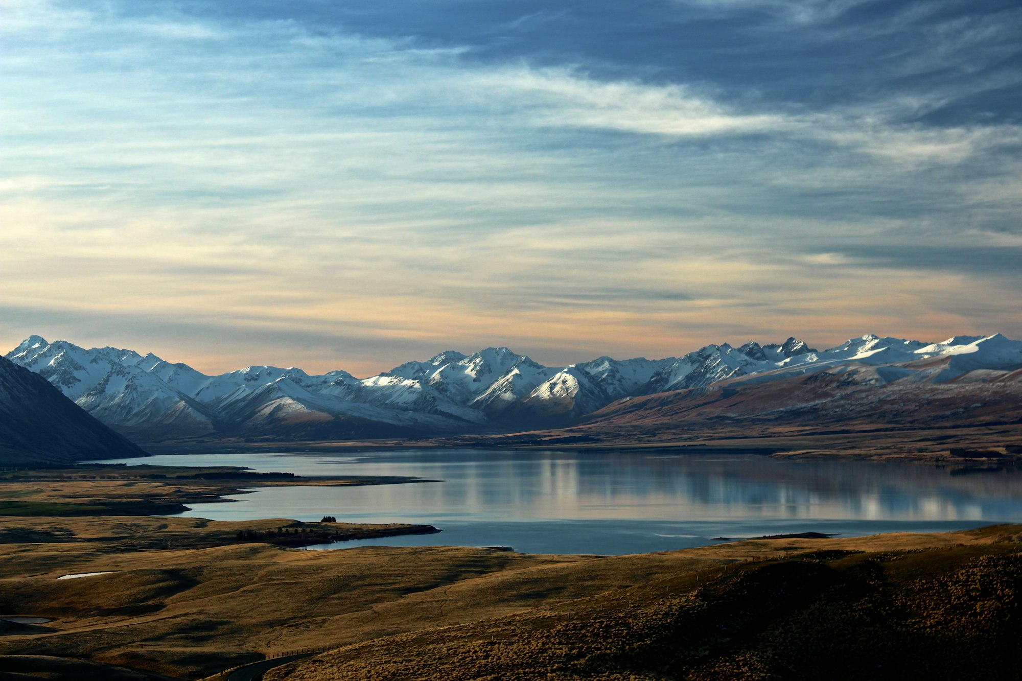 Coastal hills and water at dusk near Quadra Island (placeholder imagery)