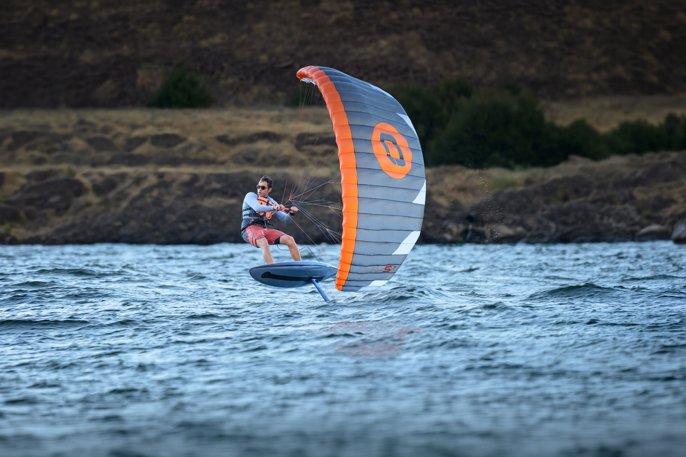 Riding an Ozone Afterburner parawing across open water